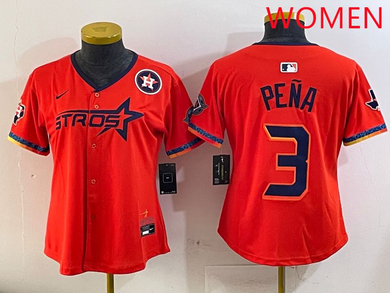 Women Houston Astros 3 Pena Orange Fourth generation Joint Name Nike 2025 MLB Jersey style 6